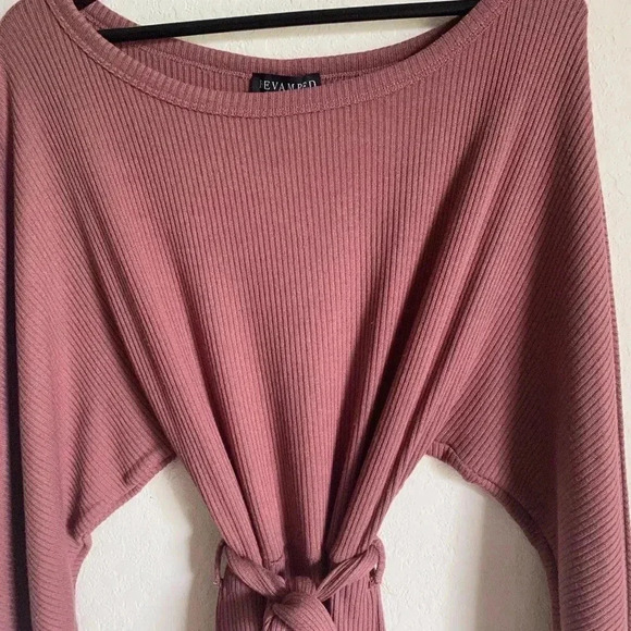 Revamped Tie Waist Ribbed Sweater Dress - Picture 3 of 6